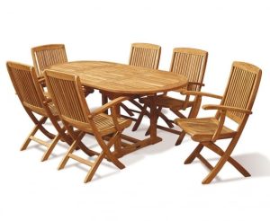Expandable Dining Table Set With Folding Armchairs