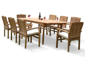Expandable Dining Table Set With Wave Stacking Arm chair